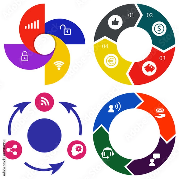 Fototapeta Business infographics. Set of pie chart	
