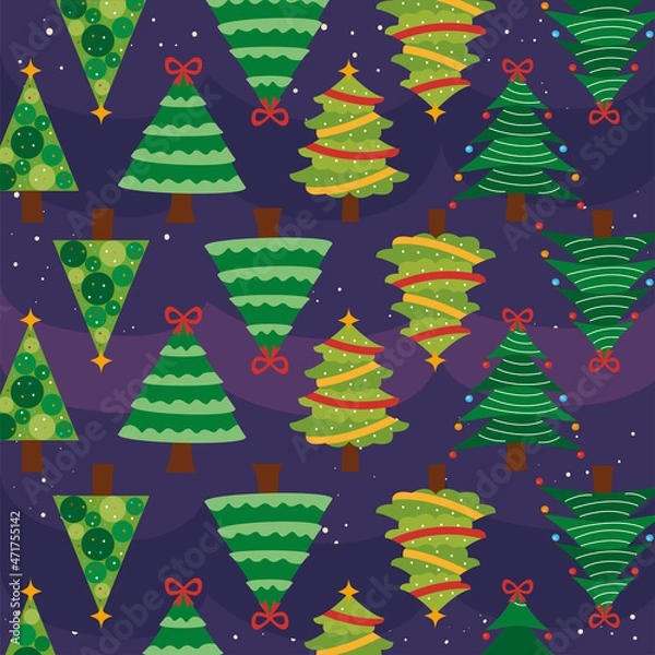 Fototapeta christmas trees pattern backdrop