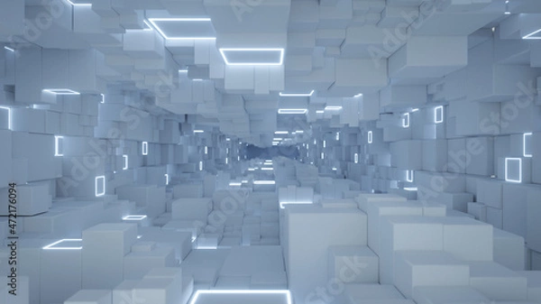 Obraz Cubic white tunnel 3D render