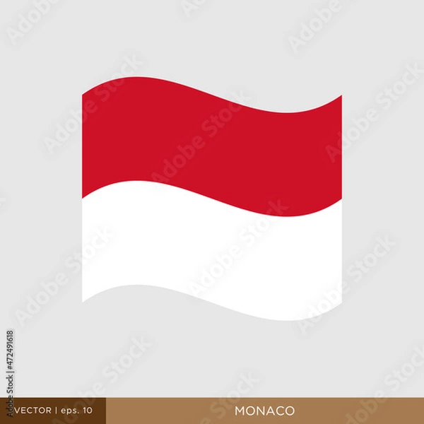 Fototapeta Waving flag of Monaco vector illustration design template.