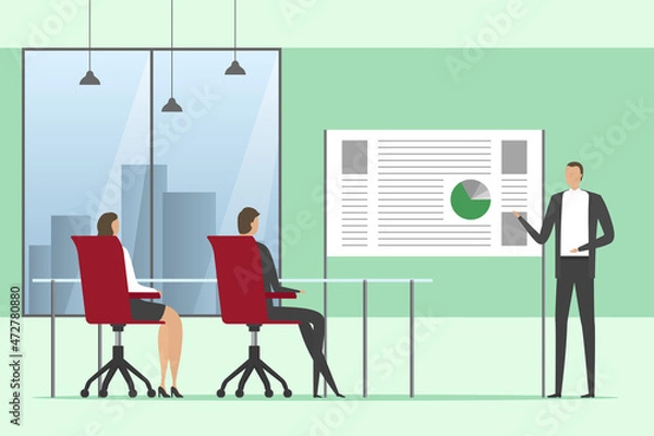 Fototapeta Meeting room. Cartoon style. Vector illustration.