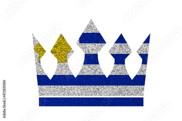 Fototapeta Bright glitter crown in colors of national flag on white background. Uruguay