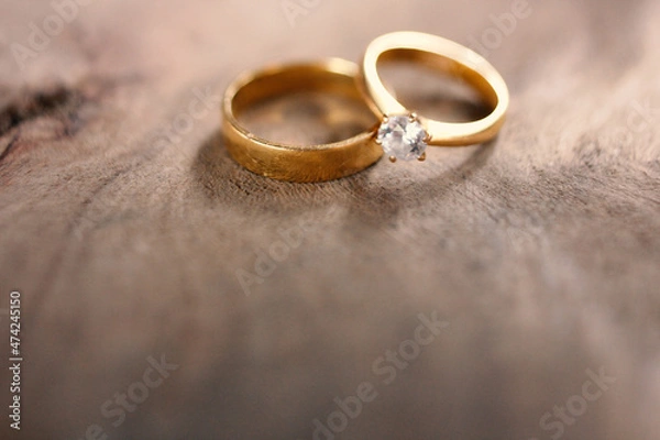 Obraz Wedding rings symbol love family. A pair of simple wedding rings