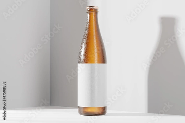 Fototapeta Cold Beer Bottle with Blank Label