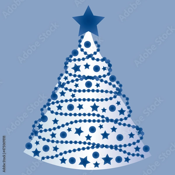 Fototapeta Christmas tree with decorations. Stylization, minimalism