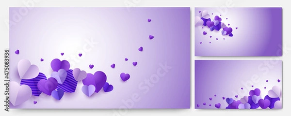 Obraz Valentine's purple Papercut style design background