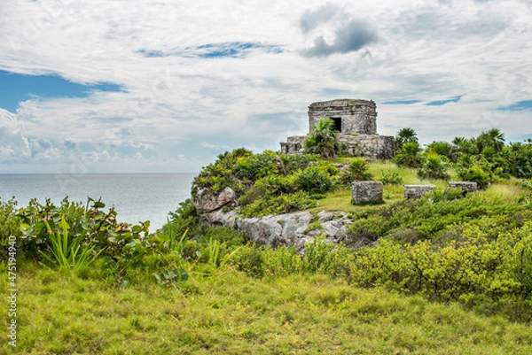 Fototapeta Tulum Archaeological Zone ancient ruins near Cancun, Mexico