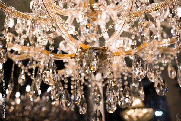 Fototapeta Crystal chandelier background . Glamour and luxury background .