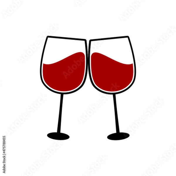 Fototapeta Two glasses of red wine. Cheers with red wine glasses  on white background.