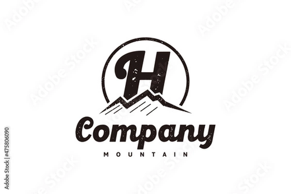 Fototapeta logo H ,initial design inspiration with mountain logo