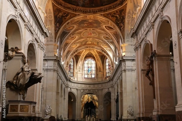 Fototapeta L'église Saint Roch, de style gothique, ville de Paris, Ile de France, France