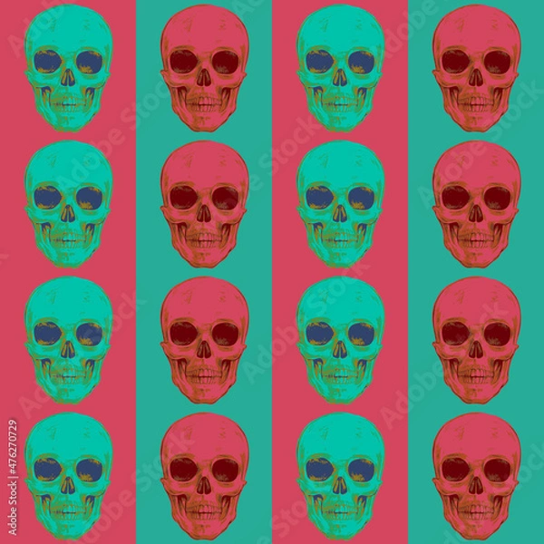 Fototapeta Seamless pattern with skulls.