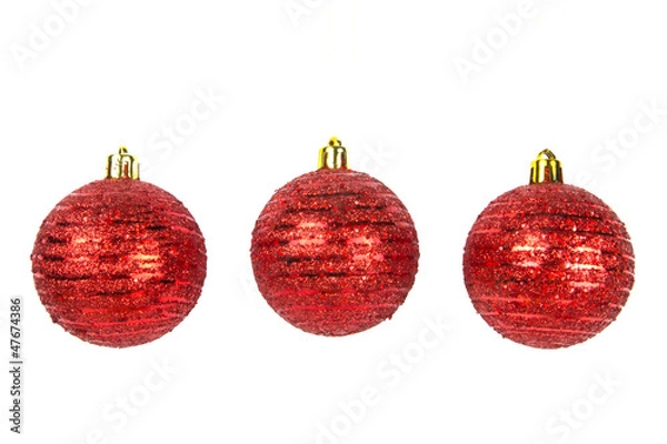 Fototapeta Christmas red balls on white background