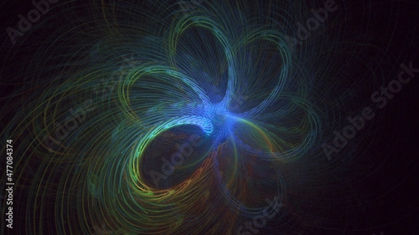 Fototapeta 3D rendering abstract multicolor fractal light background