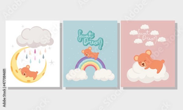 Fototapeta cute baby posters set