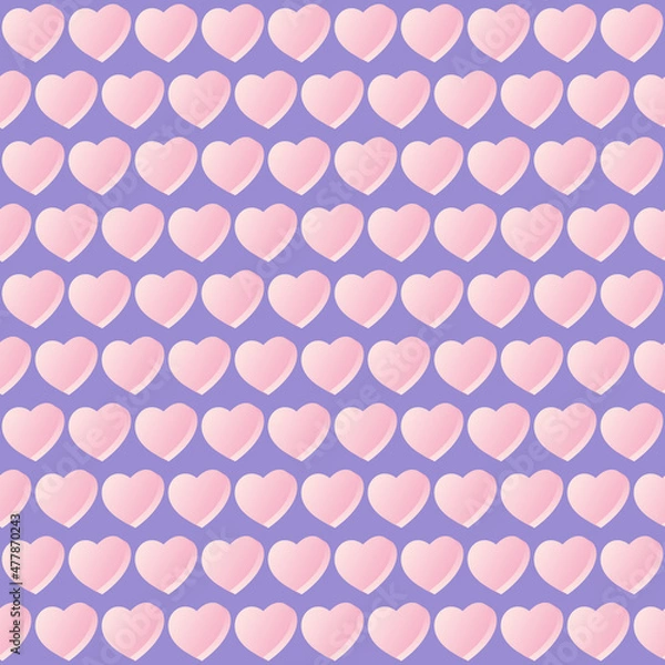 Obraz 3D hearts seamless pattern. Love and Valentine Day concept. Simple modern illustration. Print for paper, fabric, surface design. Pink, very pery violet color