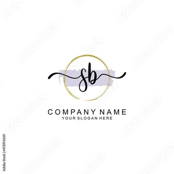 Fototapeta SB Initial handwriting logo with circle hand drawn template vector