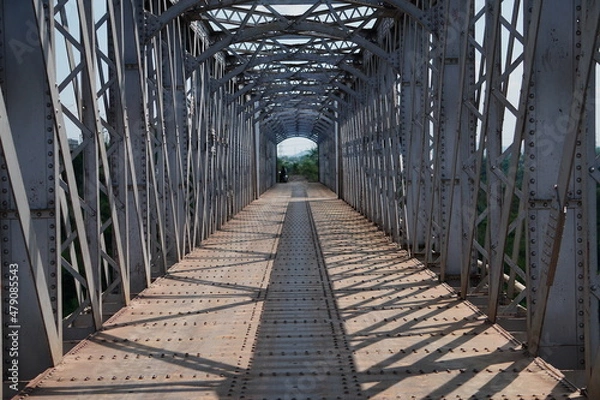 Fototapeta Old Steel Railway Bridge in India