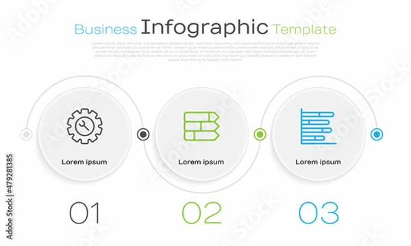 Fototapeta Set line Wrench and gear, Pie chart infographic and . Business infographic template. Vector