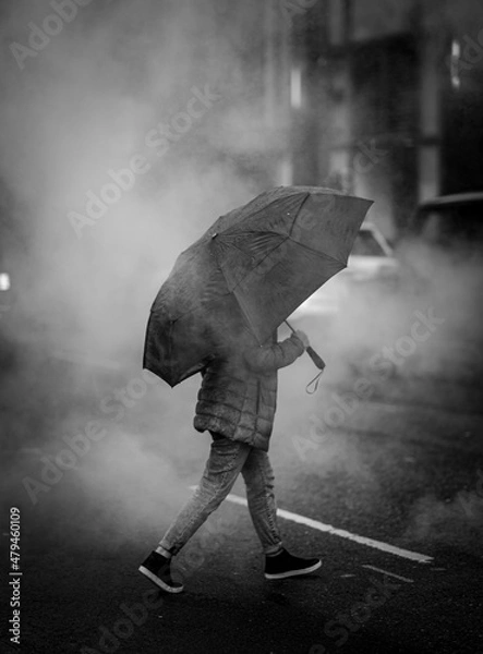 Fototapeta person with umbrella