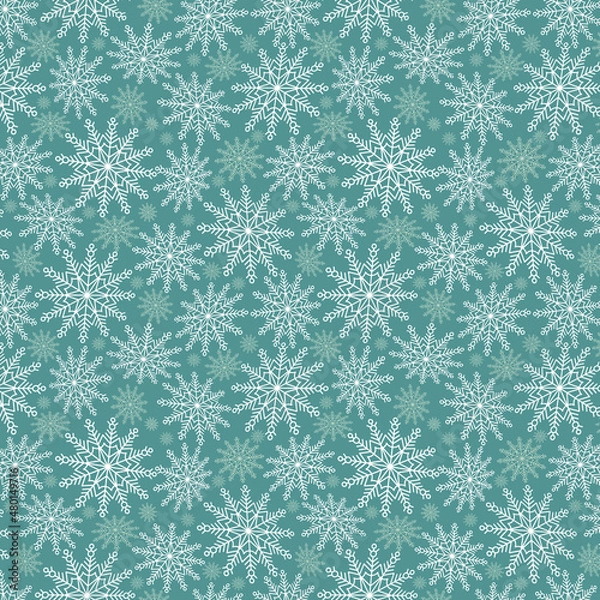 Fototapeta Christmas seamless pattern with snowflakes. New Year's holiday texture.