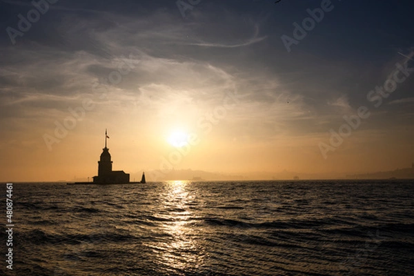 Fototapeta Kiz Kulesi or Maiden's Tower. Istanbul background photo.