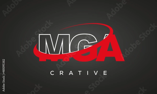 Fototapeta MGA creative letters logo with 360 symbol vector art template design