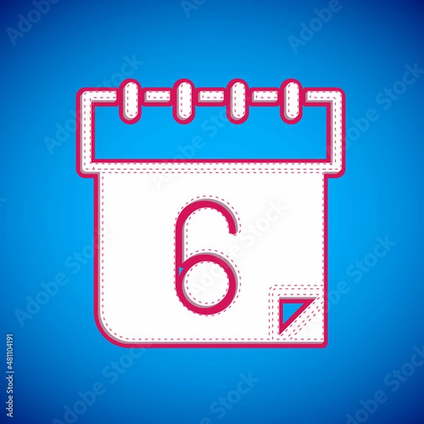 Fototapeta White Calendar icon isolated on blue background. Event reminder symbol. Vector