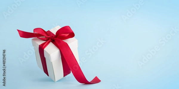 Obraz Gift box with red ribbon