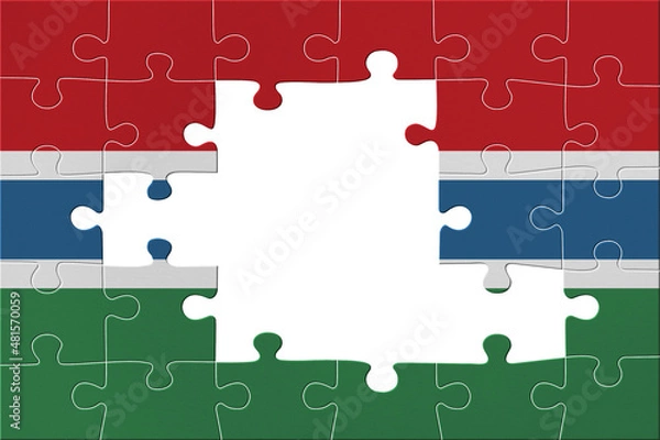 Obraz World countries. Puzzle- frame background in colors of national flag. Gambia