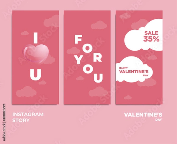 Fototapeta valentine design as social media story post with valentine greeting and discount.