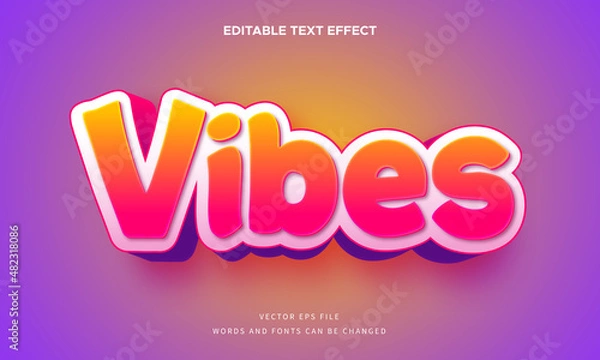 Fototapeta Editable colourful vibes 3d text effect