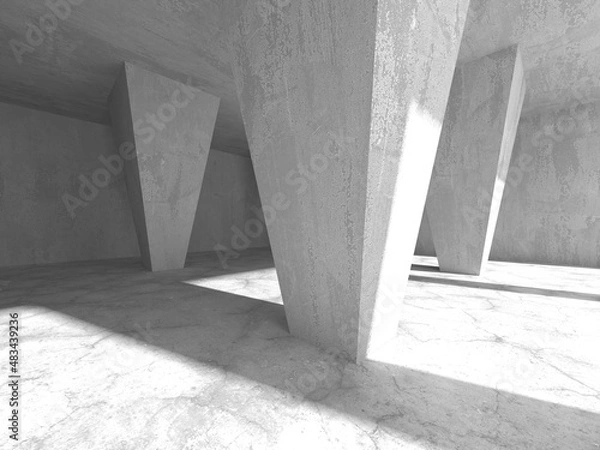 Fototapeta Abstract architecture interior background. Empty concrete room