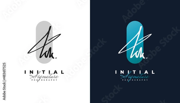 Fototapeta KK Signature Initial Logo Design with Handwriting Style. KK Signature Logo or Symbol for Wedding, Fashion, Jewelry, Boutique, Botanical, Floral and Business Identity