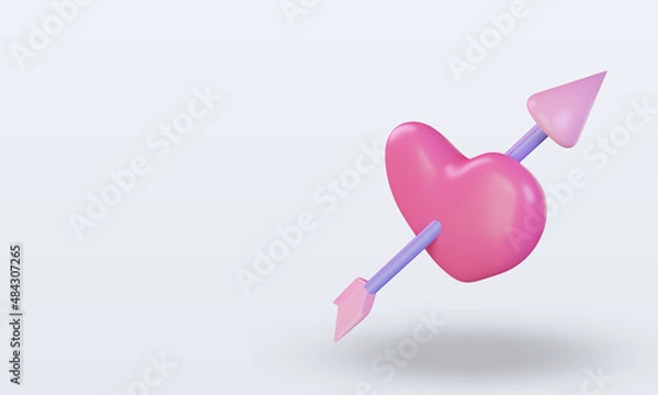 Obraz 3d Valentine day Heart icon rendering right view