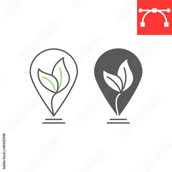 Fototapeta Locally grown line and glyph icon, eco local and healthy, locally grown vector icon, vector graphics, editable stroke outline sign, eps 10.