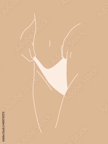 Fototapeta Woman in lingerie vector illustration. Poster with pastele color female panties. Print for interior design.