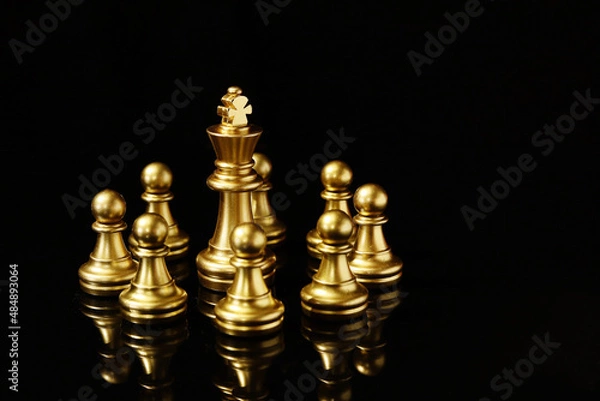 Fototapeta Strategic concept chess board game. planning and decision making business leader concept.