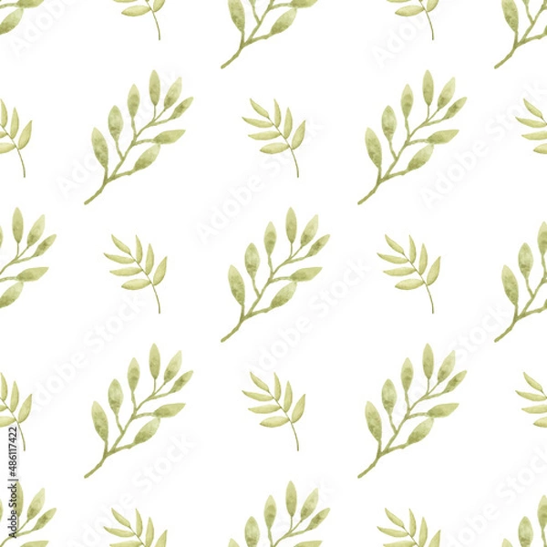 Fototapeta Watercolor leaf seamless pattern