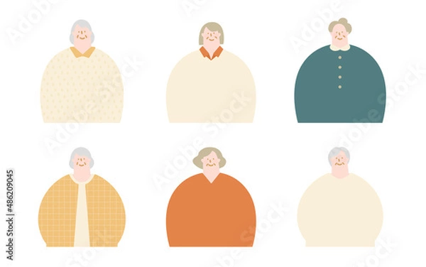 Fototapeta Vector illustration set of older women. 