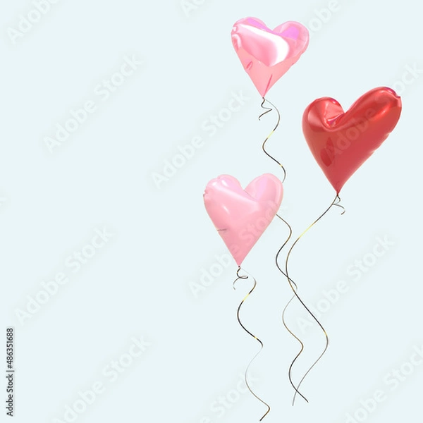 Fototapeta Valentine's Day card. Balloons in the form of hearts.