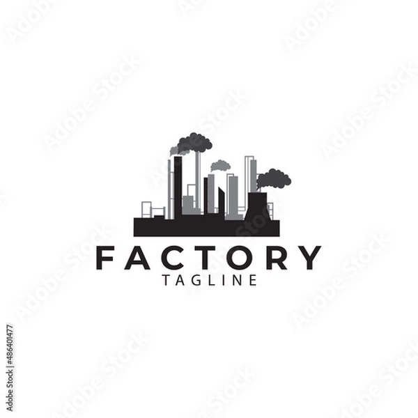 Fototapeta chimney  warehouse  factory  silhouette logo vector icon symbol illustration design