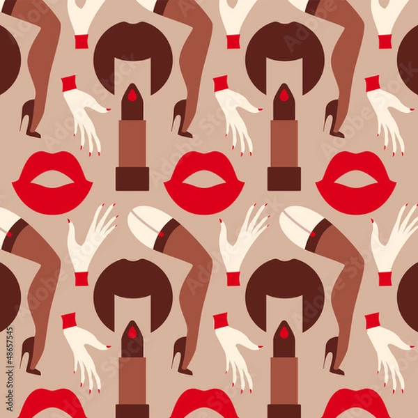 Fototapeta woman beauty symbols seamless pattern vector illustration