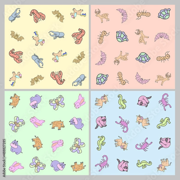 Fototapeta seamless pattern with cute animals childish. wallpaper animals theme