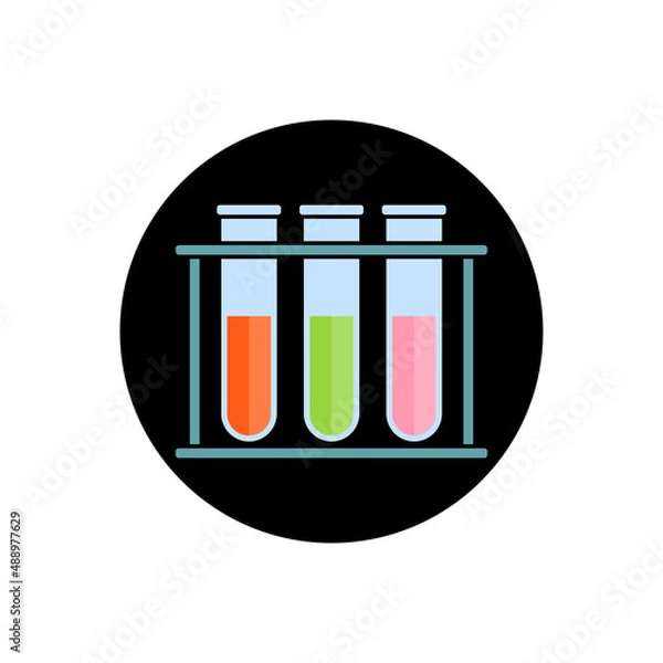 Fototapeta Test tubes with rack. Isolated vector icon. Illustration on white background.