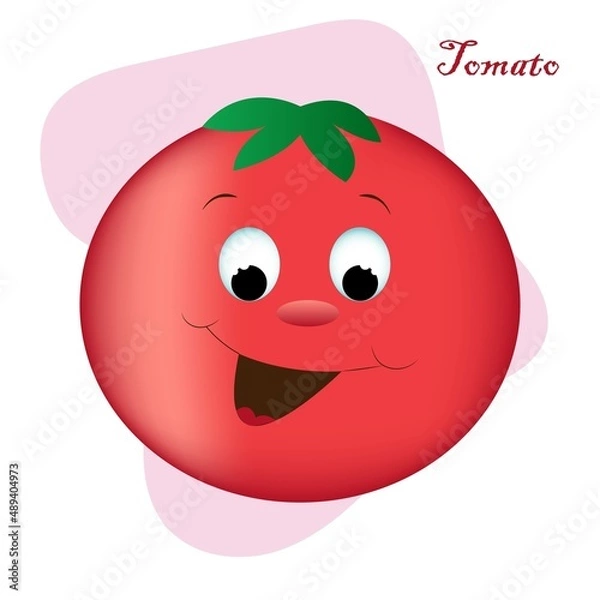 Fototapeta Cartoon fruits and vegetables with different emotions. Tomato