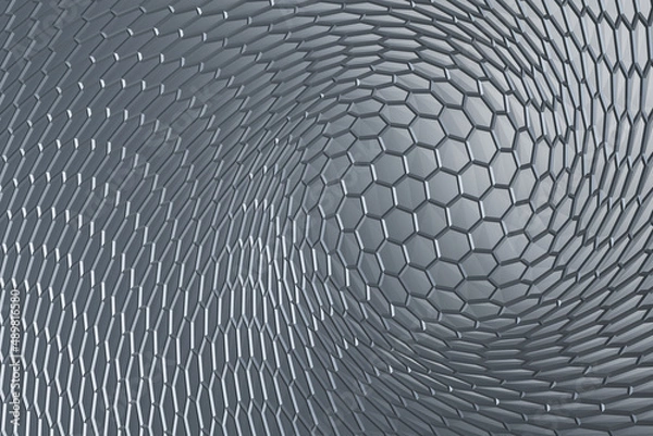 Obraz Creative hexagonal gray honeycomb wireframe backdrop. 3D Rendering.