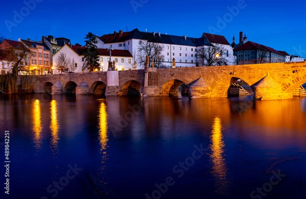 Fototapeta The oldest stone bridge in central Europe, Pisek city, Czechia