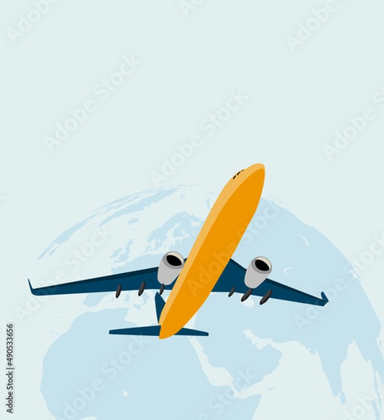 Fototapeta Airplane and Globe Background. Illustration.