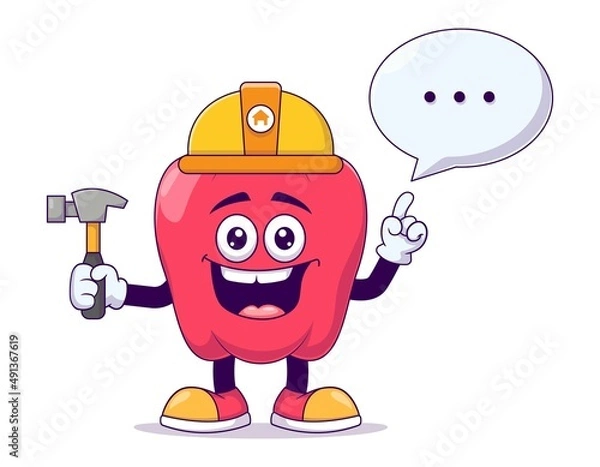 Obraz Construction red bell pepper cartoon mascot character vector illustration design